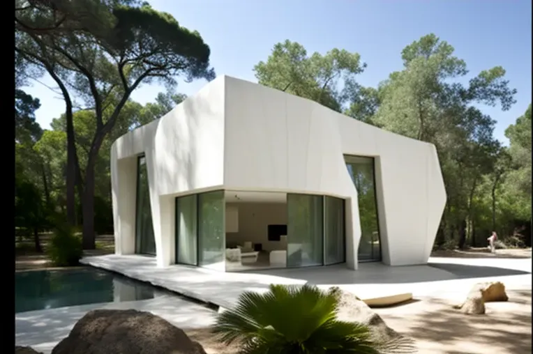 La Villa con fachada de piedra natural: en la densa jungla de Valencia, España