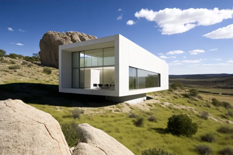 La elegancia minimalista en medio de las vistas panorámicas: Casa en Toledo con fachada de piedra natural