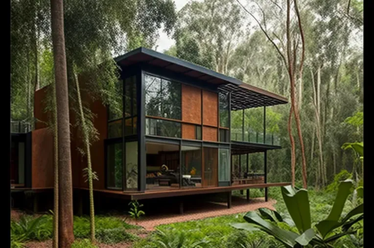 Refugio en la jungla con piscina y techos altos en Santa Cruz