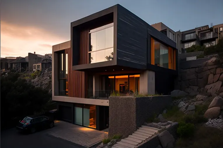 Residencia de lujo con acabados de piedra natural y hormigón visto en Valparaiso