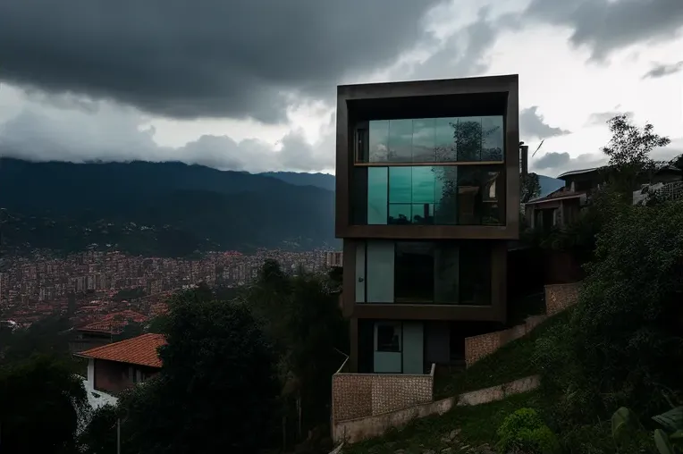 Sofisticación y Tranquilidad en las Alturas: Casa de Bambú y Aluminio en Medellín