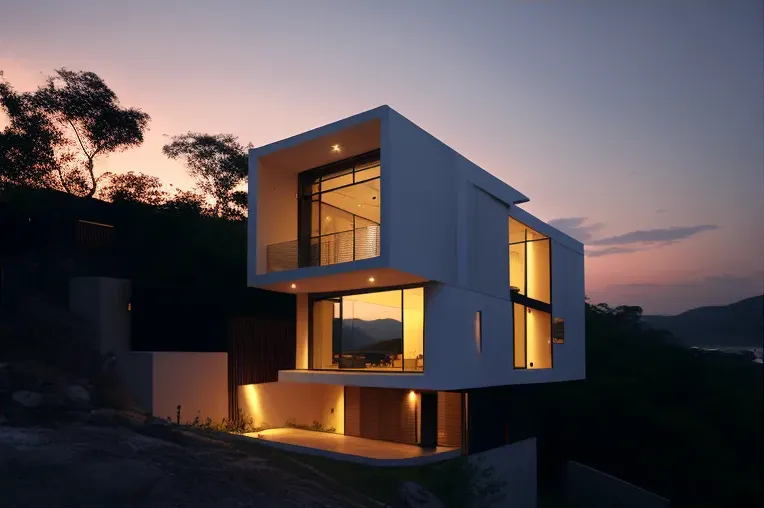 Espectacular villa minimalista con sistema de iluminación exterior