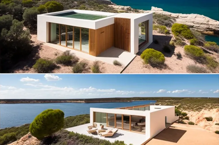 Lujosa vida en Menorca: Casa de bambú con jardines privados y entrada con cascada