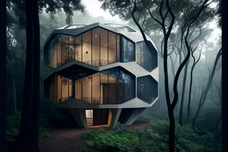 Vistas impresionantes en el bosque: Casa high-tech con curvas imposibles en Monterrey