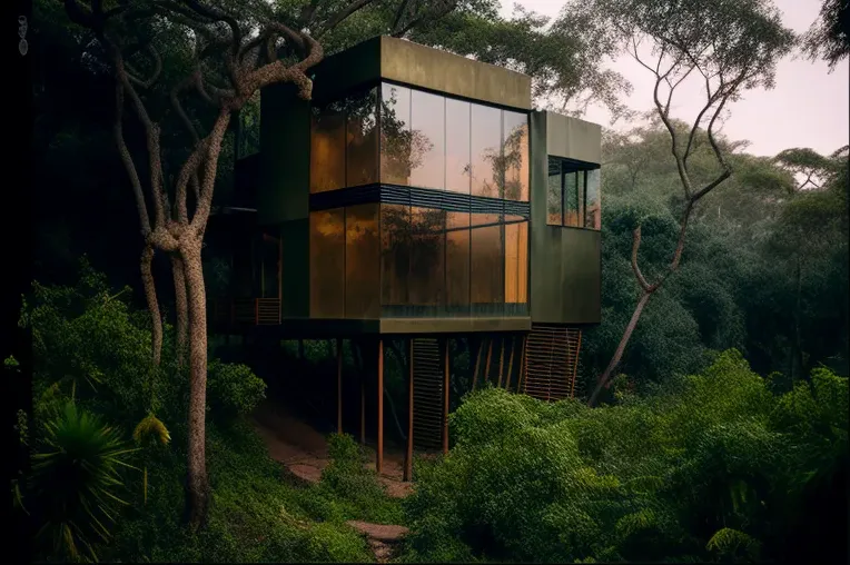 Arquitectura de vanguardia en la naturaleza: Casa de vidrio con jacuzzi en la jungla