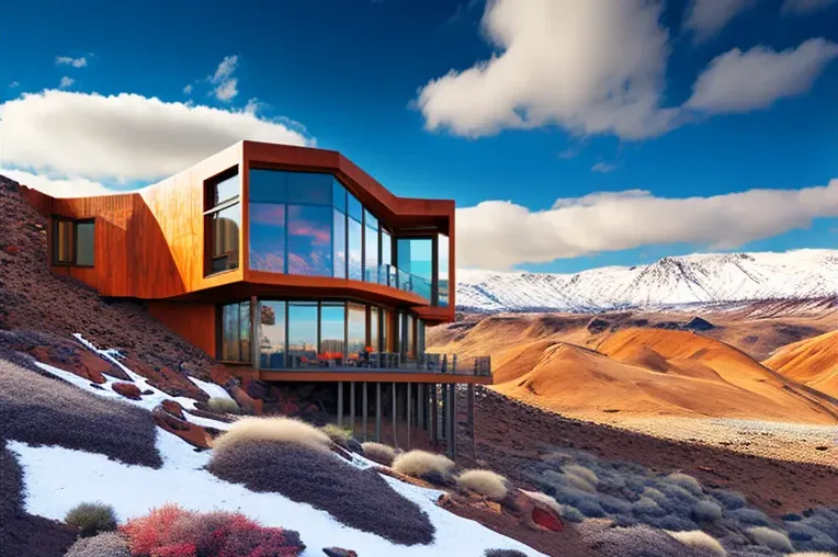 Villa de lujo con arquitectura high-tech y jardines con cascadas en Valle Nevado