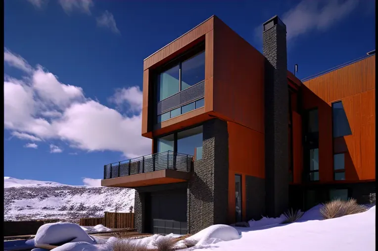 Villa con jardines con cascadas y arquitectura innovadora en Valle Nevado