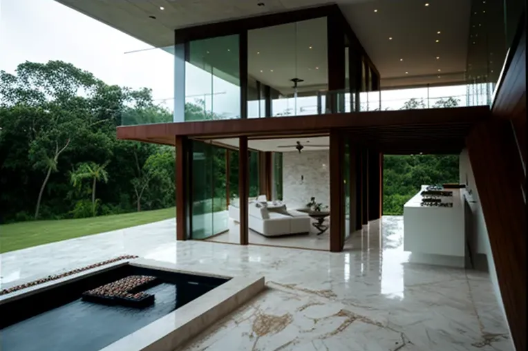 Diseño Minimalista y Relajación: Casa con Jacuzzi rodeado de vapor en un área privada y residencial de Iquitos, Perú