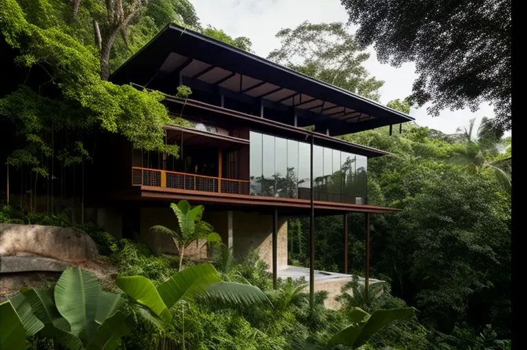 Retiro privado en la naturaleza: Casa de estilo contemporáneo con cascadas y jacuzzi privado