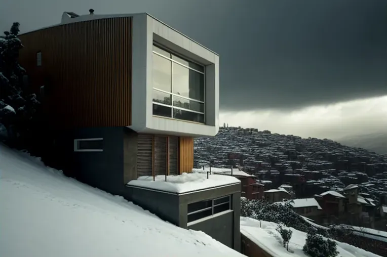 Lujos modernos en medio de la naturaleza: Casa de arquitectura minimalista con vistas de las montañas nevadas en Chile