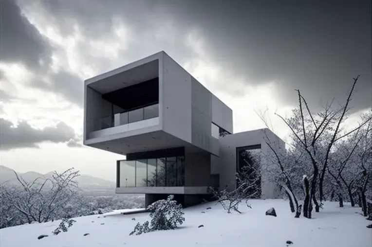 Lujosa Casa Minimalista con Vistas de las Montañas Nevadas