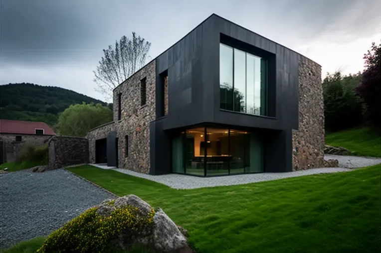 Vistas impresionantes y estilo industrial en esta impresionante casa de vidrio y piedra natural con entrada privada con cascada en Bilbao