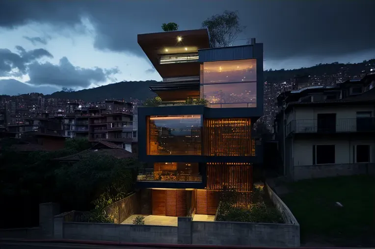 La Belleza de la Arquitectura Ecológica en Medellín: Casa de Hormigón, Vidrio y Fachada Elíptica