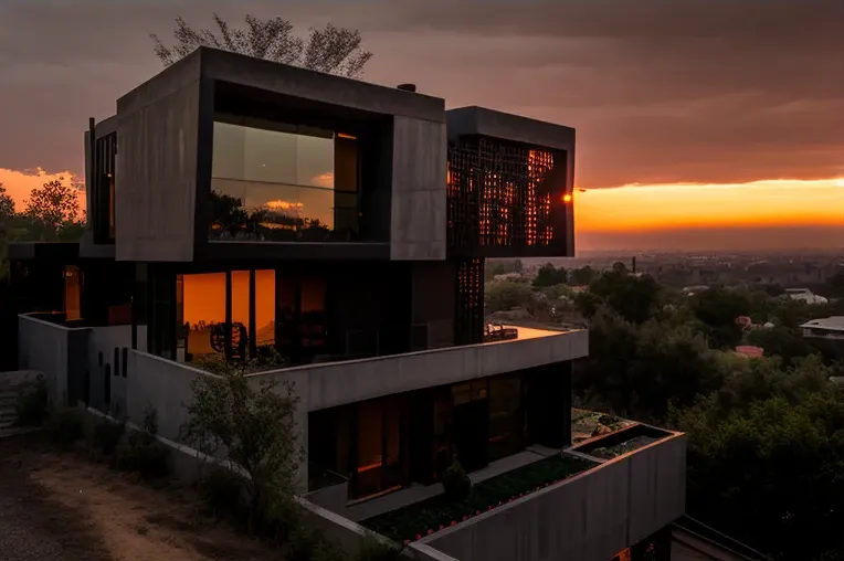 Vida lujosa en una villa de arquitectura contemporánea con vistas panorámicas