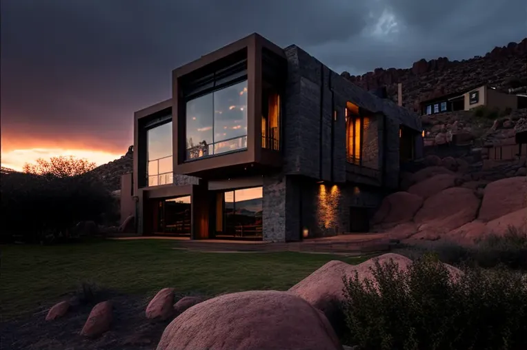 Villa contemporánea con vistas al atardecer en pleno parque natural