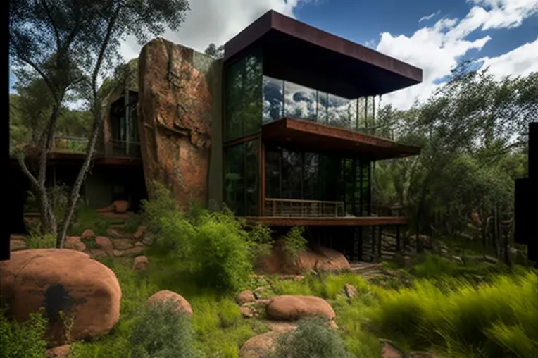 Armonía entre la naturaleza y la modernidad: Casa con jardines y cascadas en Cochabamba