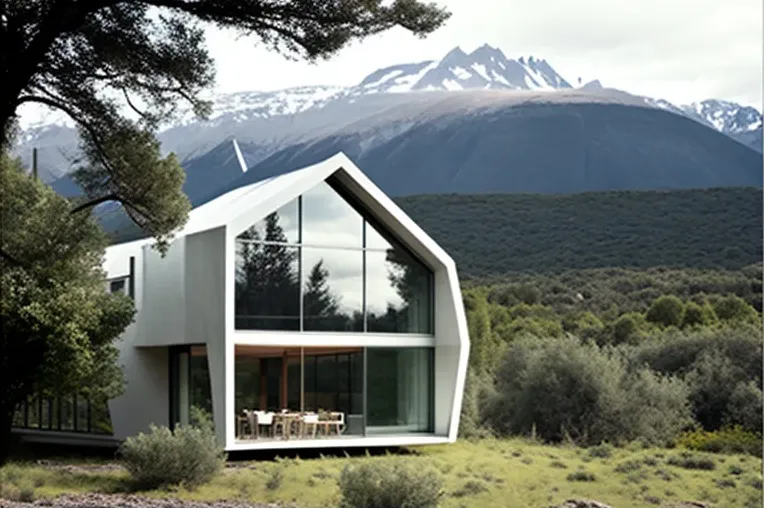 Casa mediterránea con vistas a la montaña y jacuzzi rodeado de vapor en Pucón, Chile