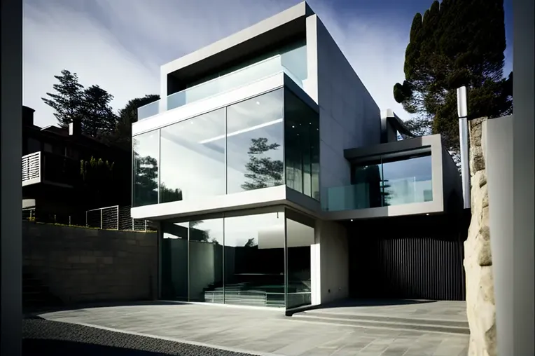 Casa minimalista con vistas a las montañas nevadas y piscina en Viña del Mar