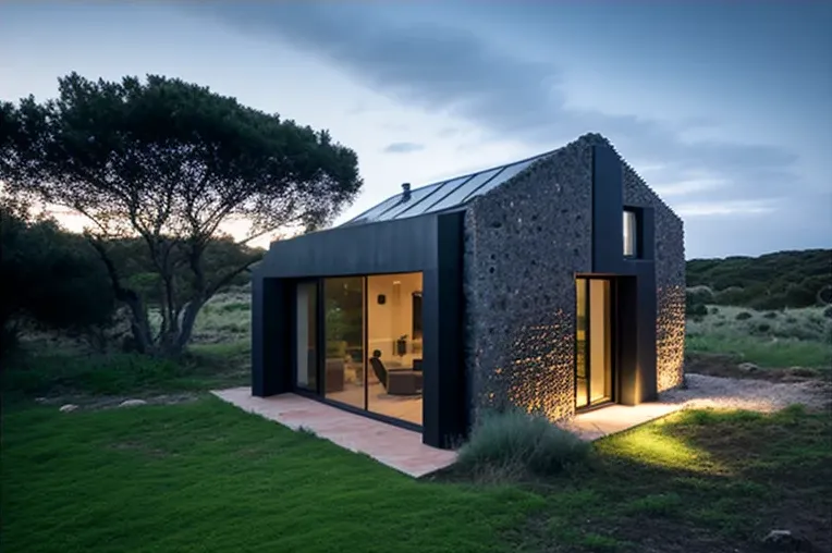 Estacionamiento techado en una casa ecológica de lujo en la montaña de Menorca