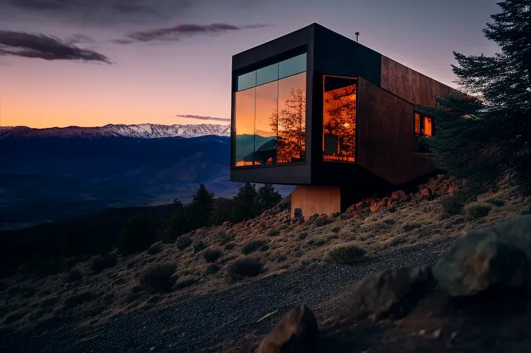 Oasis de tecnología en la montaña: Villa con piscina al aire libre y construida en hormigón armado en Pucón