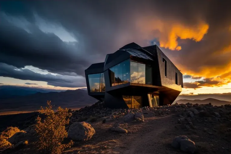 Paradiso moderno en Pucón: Villa de estilo high-tech con ladrillos y vistas al atardecer