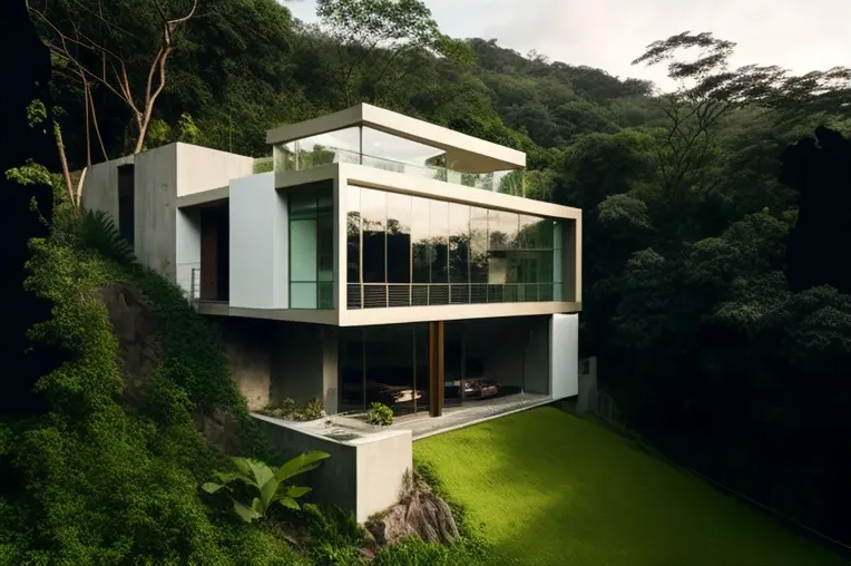 Vida de lujo en la montaña: Villa de vanguardia con piscina y fachada de piedra natural en Caracas