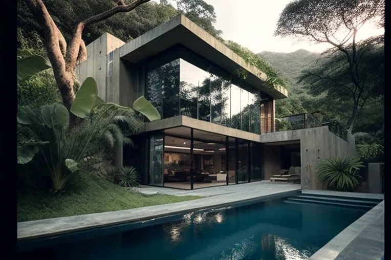 Vanguardia y elegancia en la montaña: Villa con piscina y fachada de piedra natural en Caracas