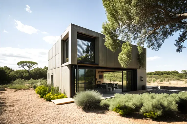 Arquitectura minimalista en la naturaleza: casa de bambú, vidrio y aluminio con jacuzzi rodeado de vapor en Sotogrande