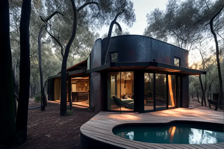 Escape al bosque en esta casa de estilo industrial con jacuzzi