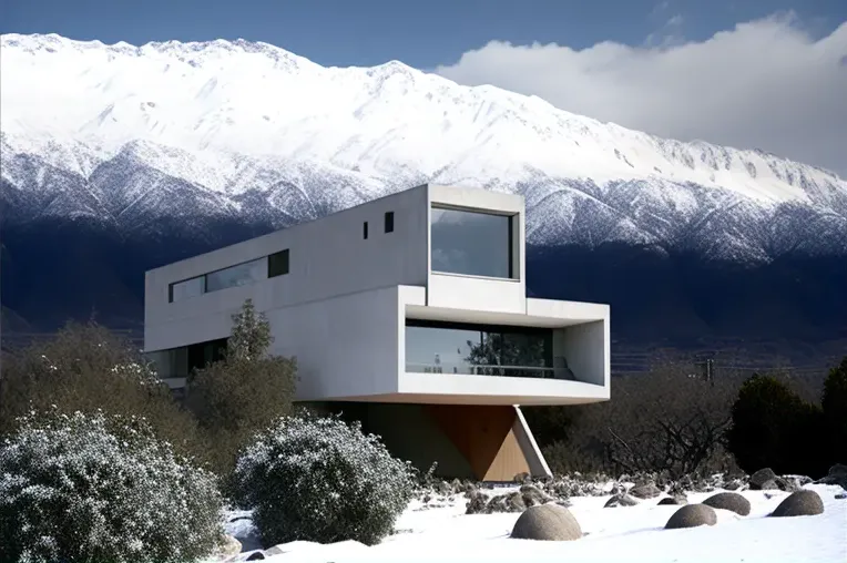 Lujosa contemporaneidad: Villa con vistas a las montañas nevadas en Santiago