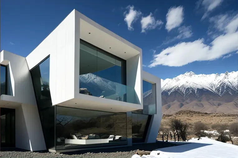 Sueño moderno: Villa de acero inoxidable y mármol blanco con piscina privada