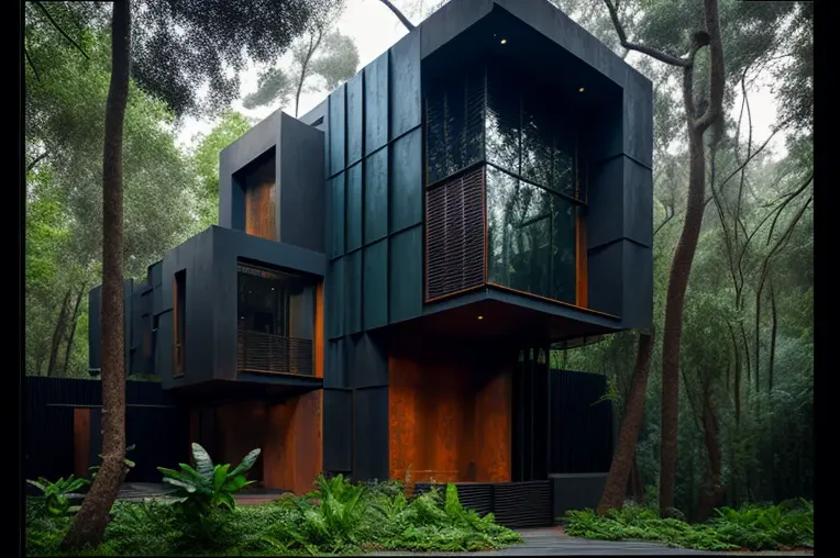 Lujosa vida en el bosque: Casa de hormigón visto, bambú y acero inoxidable en México City