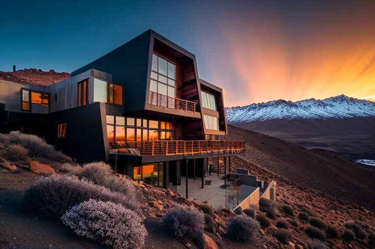 Diseño de Vanguardia y Privacidad en la Montaña: Villa de Aluminio y Pizarra con terrazas con vistas panorámicas