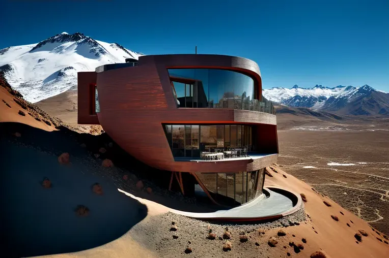 La Casa de los Sueños: Con Espacios Abiertos y Terrazas con vistas panorámicas en una Villa de Vanguardia en la Montaña de Valle Nevado, Chile