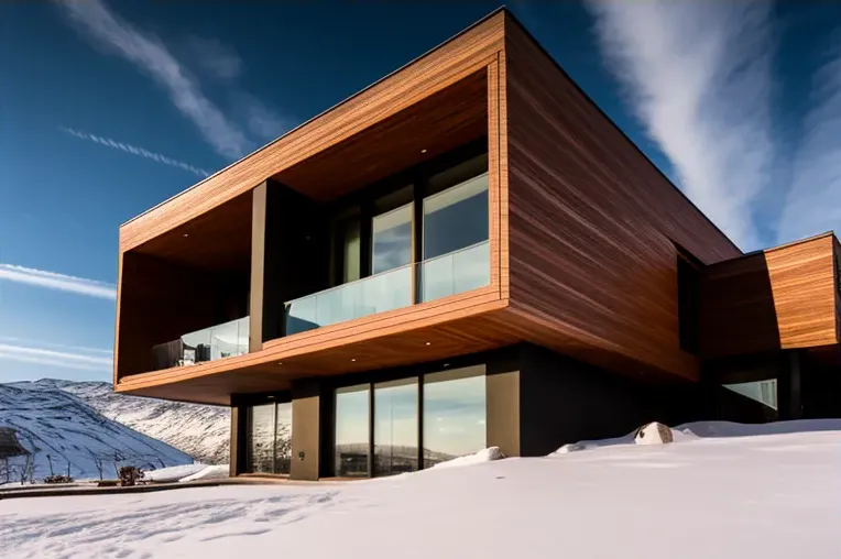 Materiales de alta calidad y curvas imposibles en esta Villa de lujo con vistas a las montañas nevadas