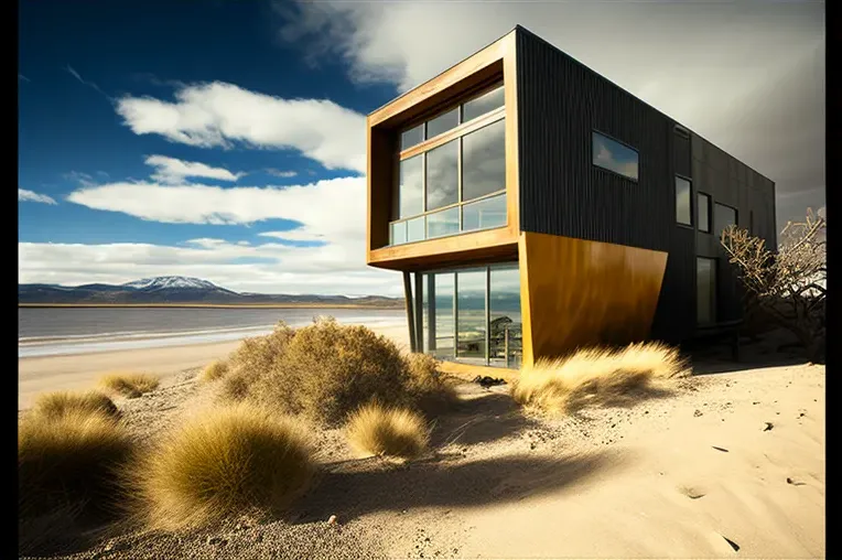 Simplicidad y lujo en la playa: Villa minimalista con jardines y cascadas en Puerto Natales