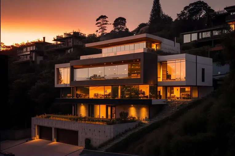 Casa high-tech con vistas al atardecer en las montañas de Viña del Mar