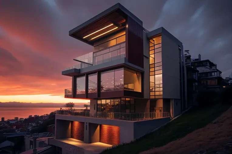 Residencia de lujo de estilo high-tech con entrada privada y cascada en Viña del Mar