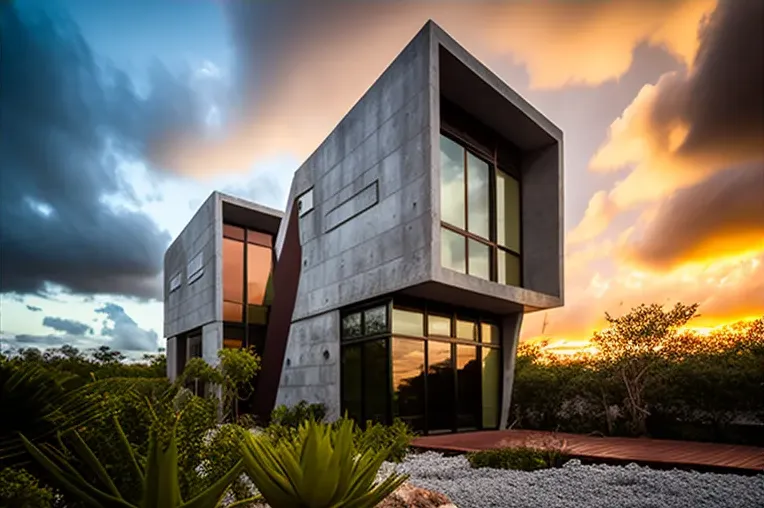 Villa de lujo construida en aluminio, hormigón armado, vidrio y madera laminada