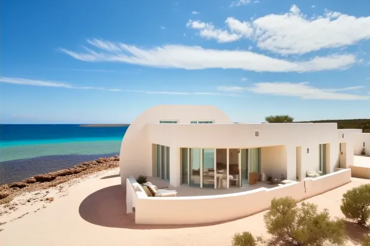 Espacios abiertos y construida con bambú en Formentera