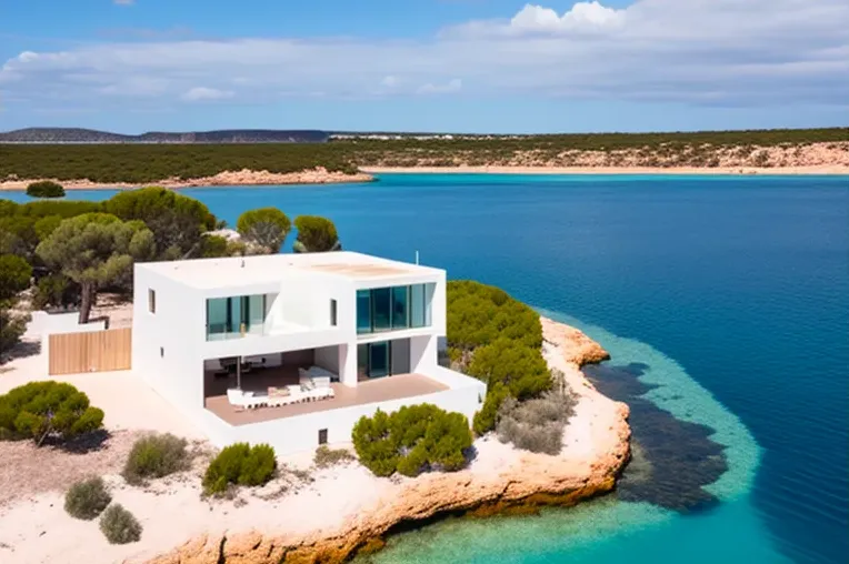 Lujosa casa de estilo mediterráneo con iluminación exterior