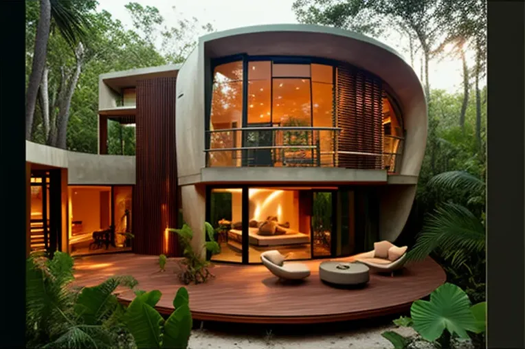 Casa de lujo de vanguardia con jacuzzi rodeado de vapor en la jungla de  Playa del Carmen - CASAXIA - Ideas de casas y arquitectura - Diseñadas por  IA