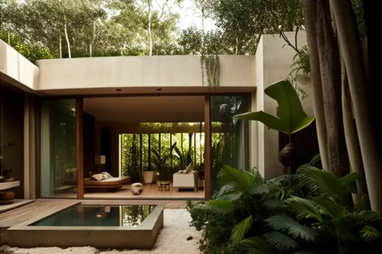 Casa de lujo con iluminación exterior y jacuzzi privado en la jungla de Playa del Carmen