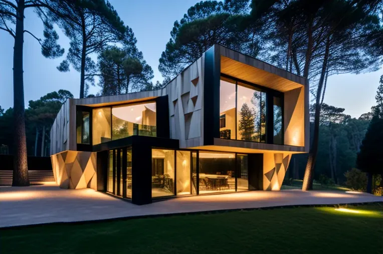 Disfruta de la belleza de la noche con un sistema de iluminación exterior en esta Villa de estilo high-tech en Girona