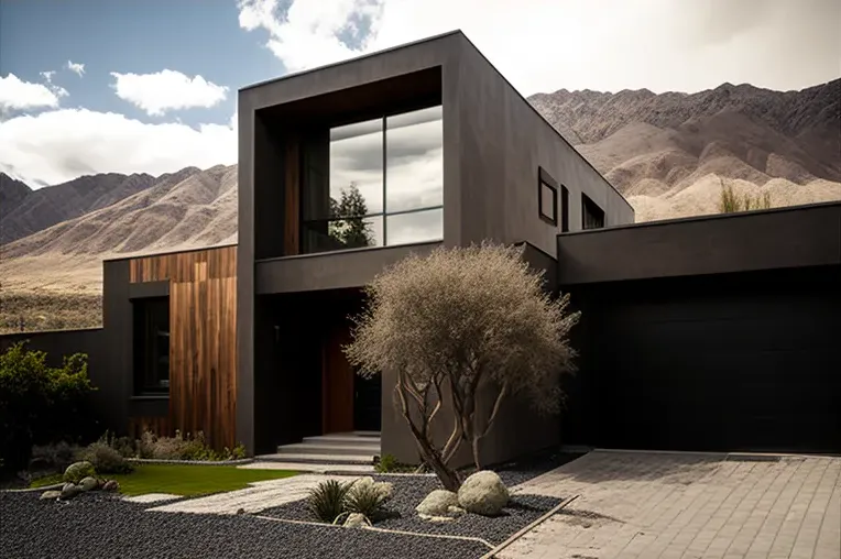 Villa única construida con pizarra, acero inoxidable y madera laminada en Arequipa