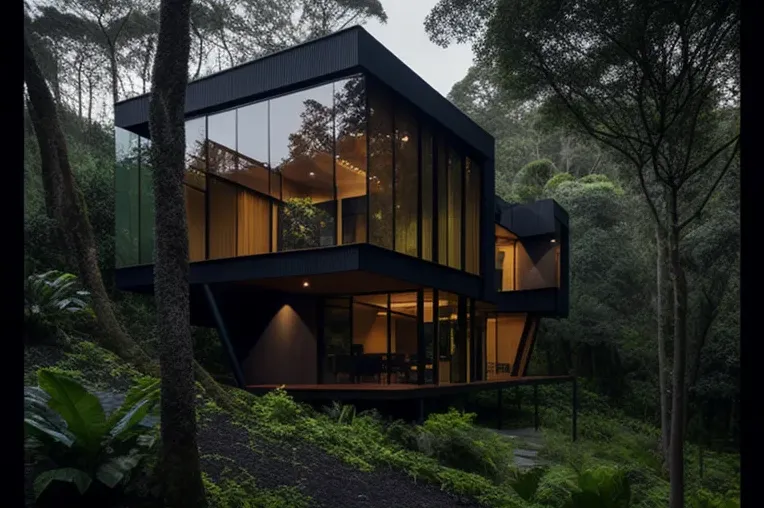 Espectacular villa minimalista en medio de un hermoso bosque