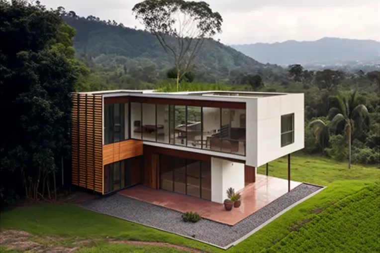 Jardines privados y materiales naturales en esta casa minimalista en San Andrés