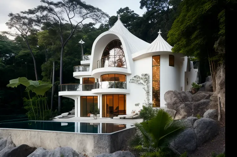 Villa de lujo con vistas al bosque rodeada de niebla y piscina privada en Puerto Vallarta, México