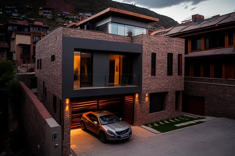 La casa de lujo en la montaña: construida en aluminio y ladrillo con garaje privado