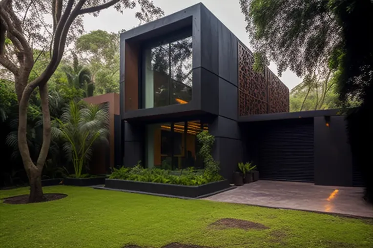 Iluminación natural en la jungla: Casa de fibra de carbono en México City